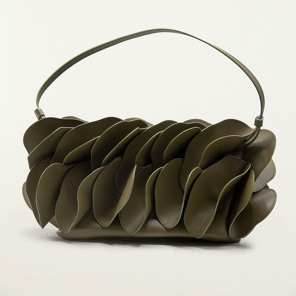 Farm Rio Green Leather Shoulder Flower Bag